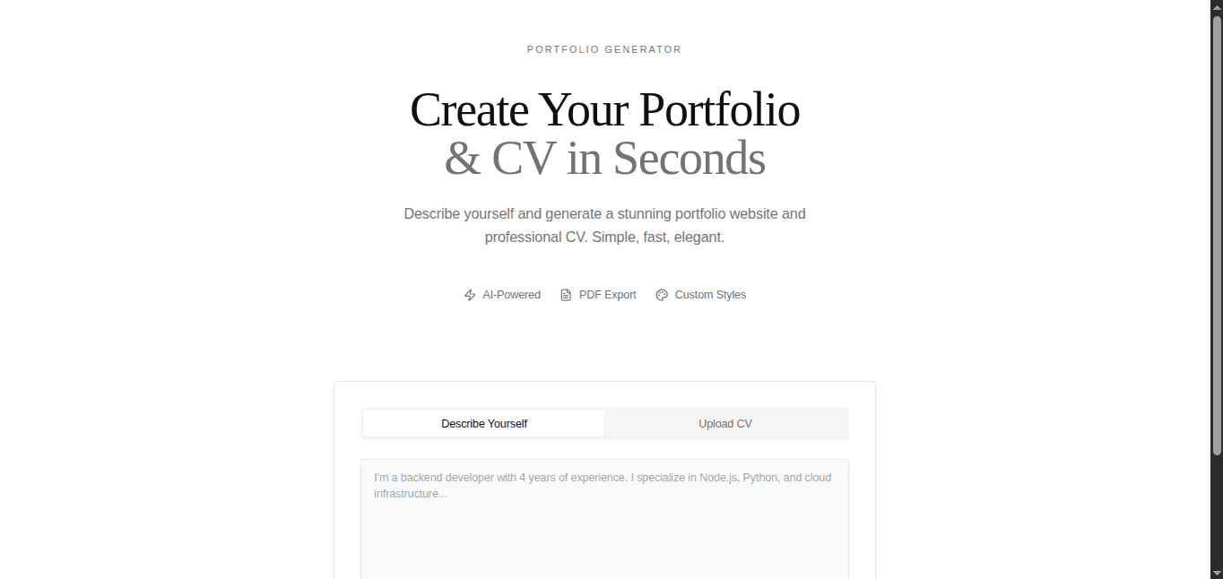 Portfolio & CV Generator